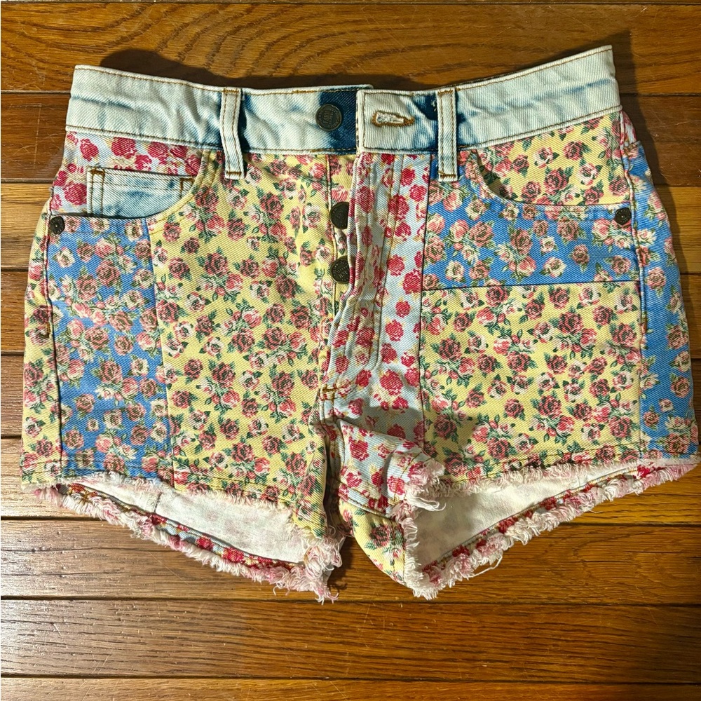 Anthropologie Multicolor Floral Jean Shorts